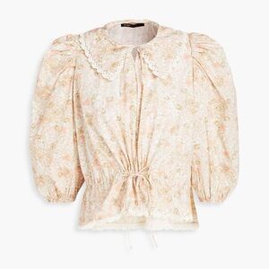 MAJE Crochet-trimmed floral-print cotton blouse